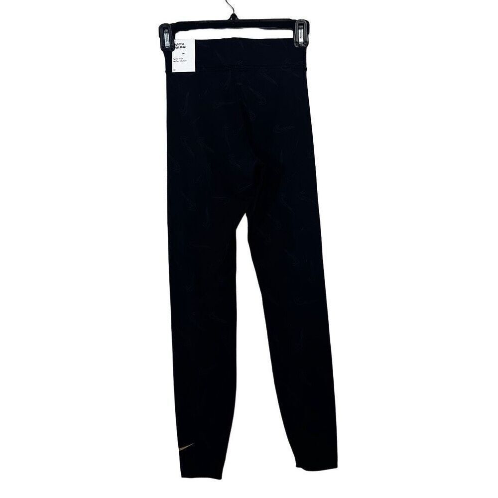 NWT Nike Elastic Waist High Rise Printed Pull-On Active Leggings Black XS